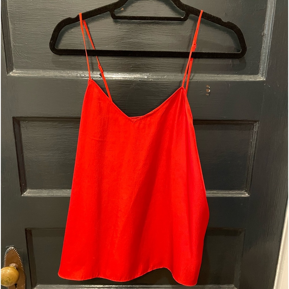 Tibi Red Silk Tank Top